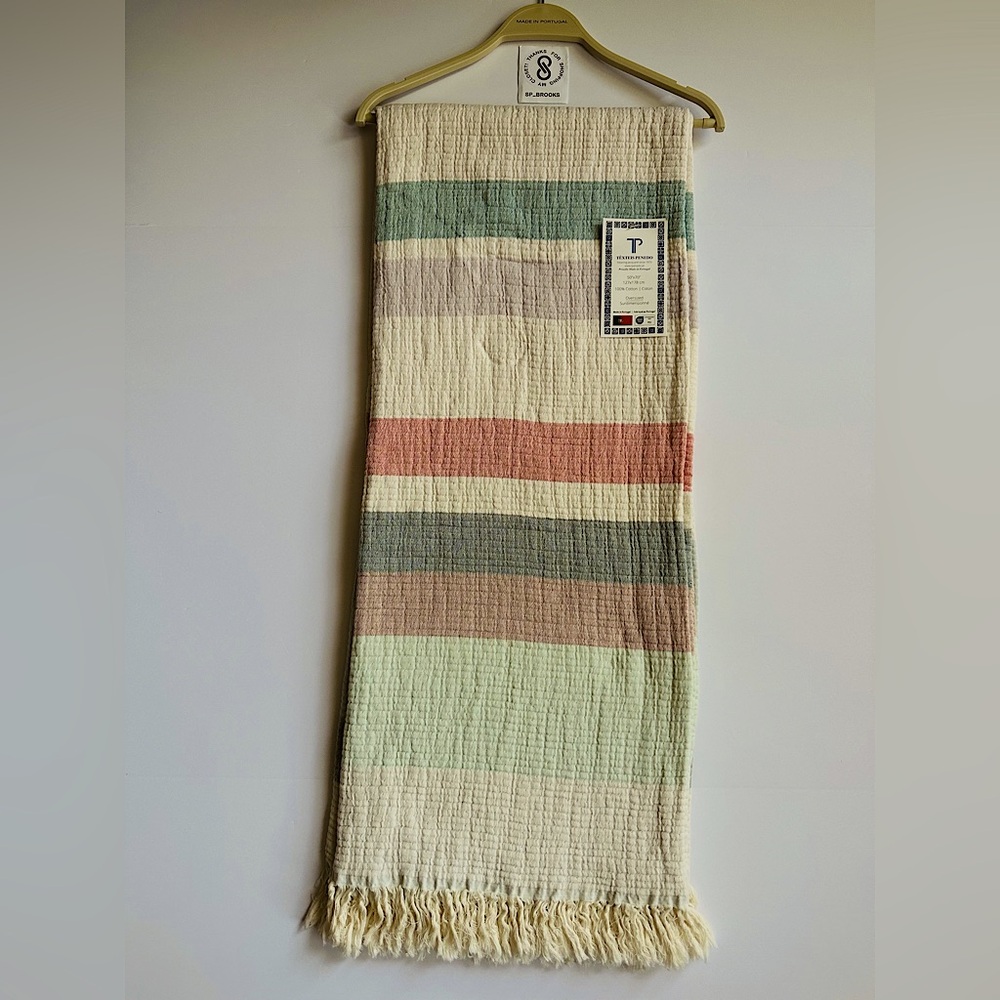 🎁Texteis Penedo Throw Blanket - Cotton - Broad Fall Multi Stripes